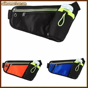 AIHOM Túi thắt lưng thể thao Nylon chống thấm nước nhẹ có giá đỡ bình nước để chạy bộ đường dài tập thể dục ngoài trời,