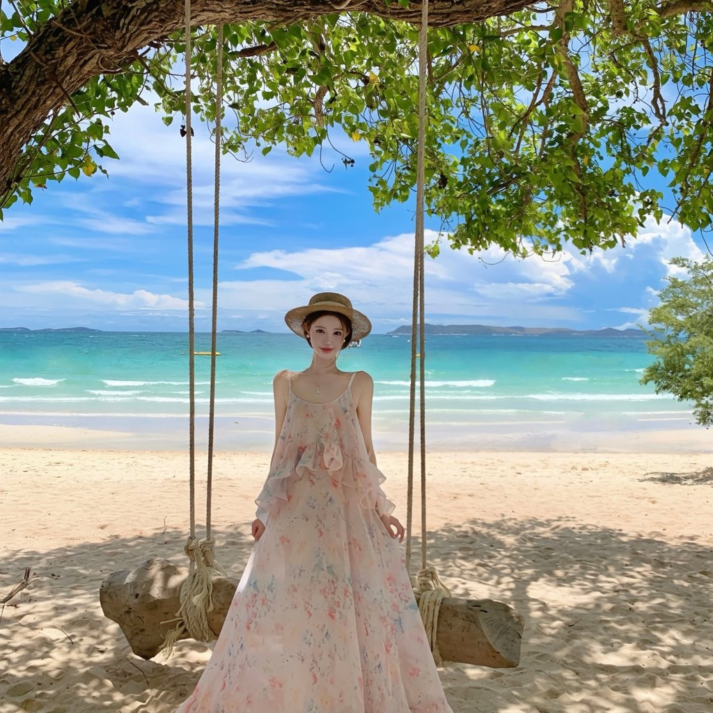 Đầm maxi hoa phối bèo tiểu thư