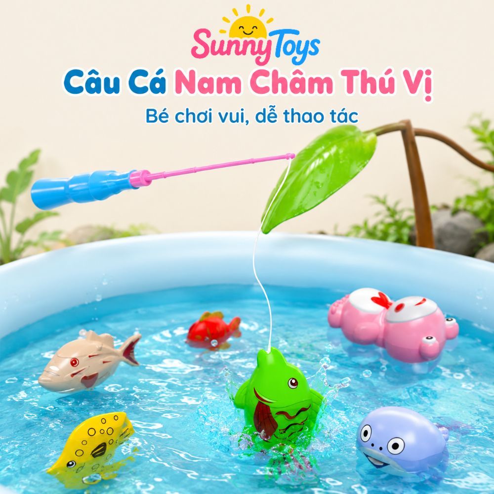 Đồ Chơi Câu Cá Nam Châm SunnyToys 42 Chi Tiết - Bé Khám Phá Thế Giới Cá Vui Nhộn