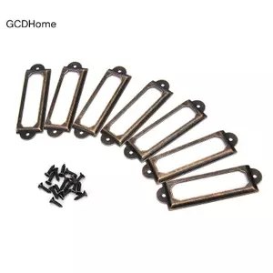 GCDHome 50 x Khung Ngăn Kéo Hộp Đựng Thẻ Tủ Đựng Nhãn 60x17mm Đồng Cổ, HOT