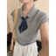 Áo thun cổ Polo phong cách Hepburn khăn lụa không tay dệt kim Áo thun nữ, áo mùa hè mới dành cho nữ
