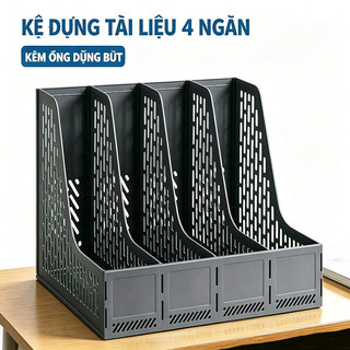 Kệ để hồ sơ tài liệu văn phòng khay nhựa 4 ngăn sách decor gọn gàng cho bàn học làm việc bền đẹp
