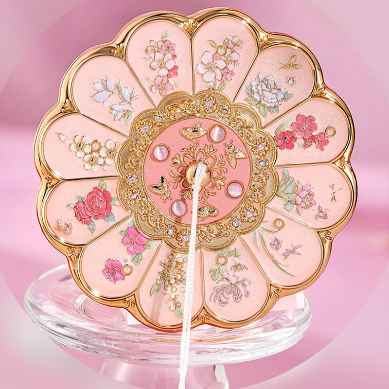 【SKISOPGO】Gương Cầm Tay Nữ Thần Mười Hai Hoa,Gương Cầm Tay Flower Cổ Điển Kim Loại Gương,quà tặng bạn thân