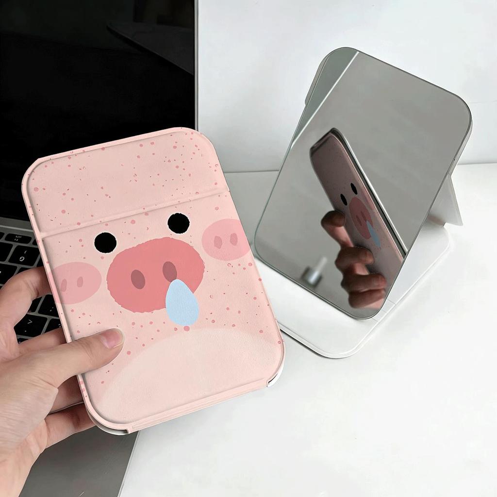 Gương cầm tay gấp họa tiết heo hồng dễ thương, nhỏ gọn tiện dụng mang đi khắp nơi