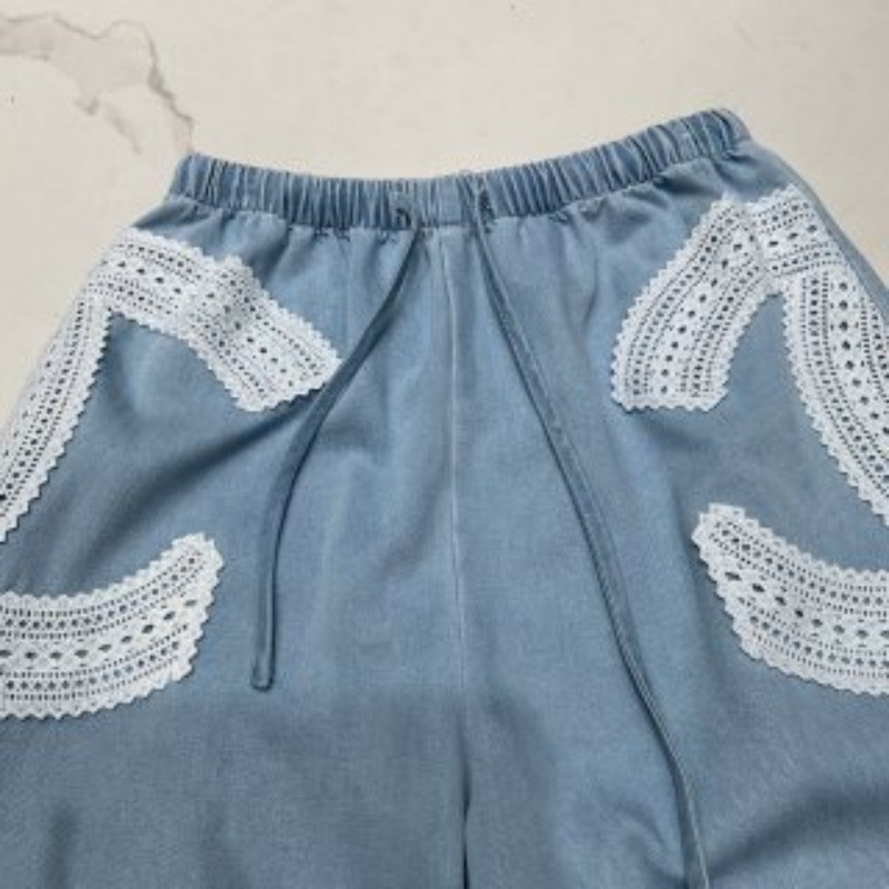 Quần Nữ Mới Có Eo Co Giãn Và Dây Rút Tencel Quần Denim