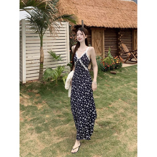 Đầm camisole ren phối họa tiết hoa nữ, phong cách thanh lịch, tôn dáng, độc đáo cho kì nghỉ