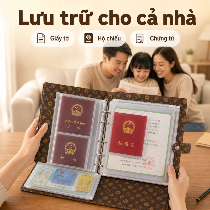 Túi Đựng Giấy Tờ Lật Trang Tiện Lợi - Siêu Dung Lượng, Chống Nước, Trong Suốt Để Bảo Vệ Hộ Khẩu, Bằng Cấp