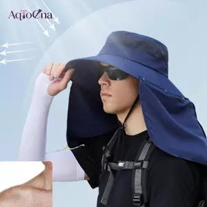 AqToCna Mùa Hè Mũ Chống Nắng Hai Lớp Chống Tia UV Câu Cá Ngoài Trời Mũ Đi Bộ Đường Dài Cắm Trại Tấm Che Mũ Có Thể Tháo Rời Người Cá Mũ AqToCna