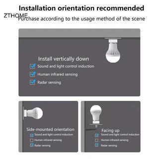 ZTHOME E27 PIR Đèn cảm biến chuyển động Bóng đèn LED có cảm biến chuyển động Máy dò chuyển động Đèn ngủ HOT