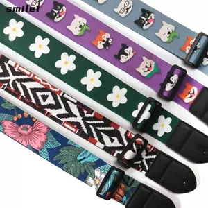 Dây đeo vai đàn guitar SMILE, Dây đeo đàn guitar Acoustic mở rộng bằng da, Đàn guitar / Đàn Ukulele / Bass có thể điều chỉnh bền bỉ Dây đeo chéo đàn Ukulele