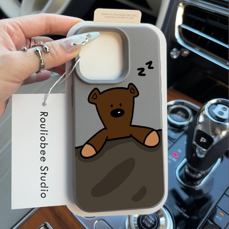 Gỗ Teddy Bear phù hợp với ốp điện thoại PROMAX 17, họa tiết lê, iPhone 16/15 mềm