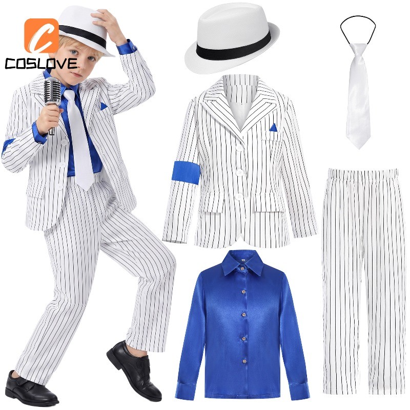 Trẻ Em Micheal Jackson Trắng Phù Hợp Với Khiêu Vũ Cosplay Quần Áo Trọn Bộ Trang Phục Trang Phục Cho Người Phụ Nữ Trình Diễn Sân Khấu Cosplay