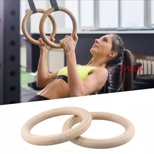 DARON 2 Chiếc Nhẫn Treo Tập Gym, Vòng Tập Thể Dục Hạng Nặng Đa Kích Thước, Tập Thể Dục Gỗ Chắc Chắn Bền Chắc Chắn Kéo Lên Nhẫn Tập Luyện Calisthenics