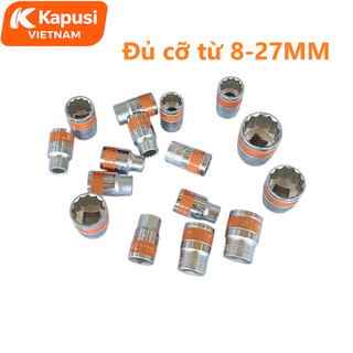 Đầu Tuýp 1/2 Inch Bông Kapusi - Khẩu Hoa Thị Ngắn Thép CR-V Cao Cấp Nhiều Kích Thước Từ 8-27MM