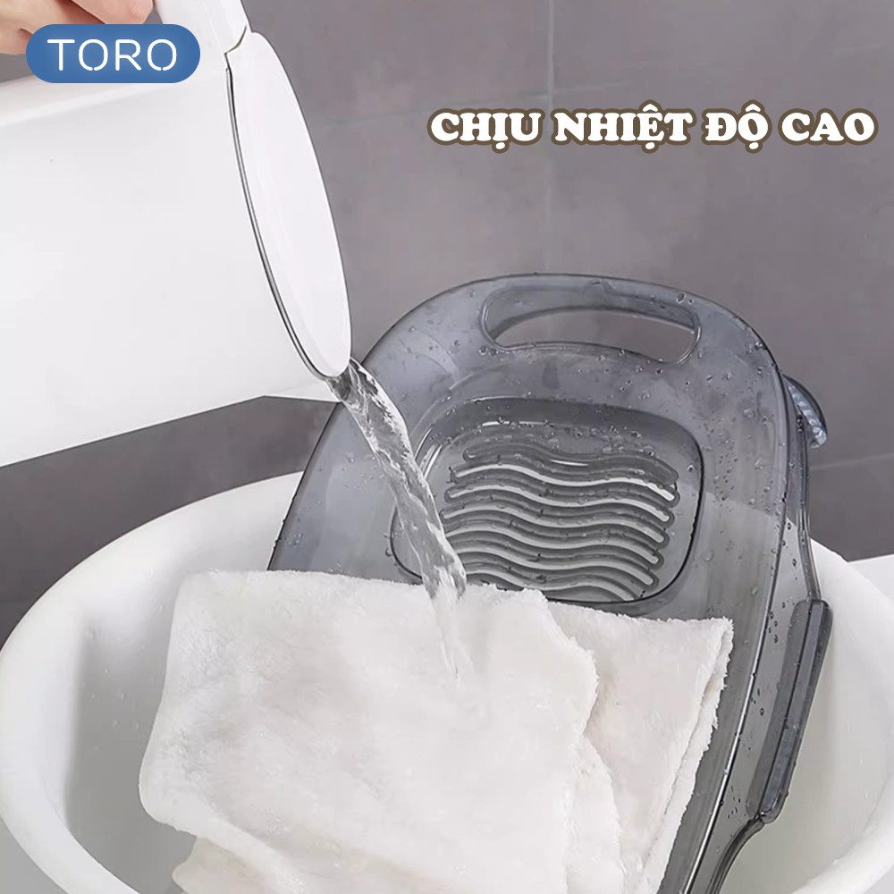 Chậu Giặt Đồ Trong Suốt HomeMate Kèm Bàn Chà Quần Áo Thông Minh, Thau Giặt Nhựa PET Dày Chống Trượt Cao Cấp
