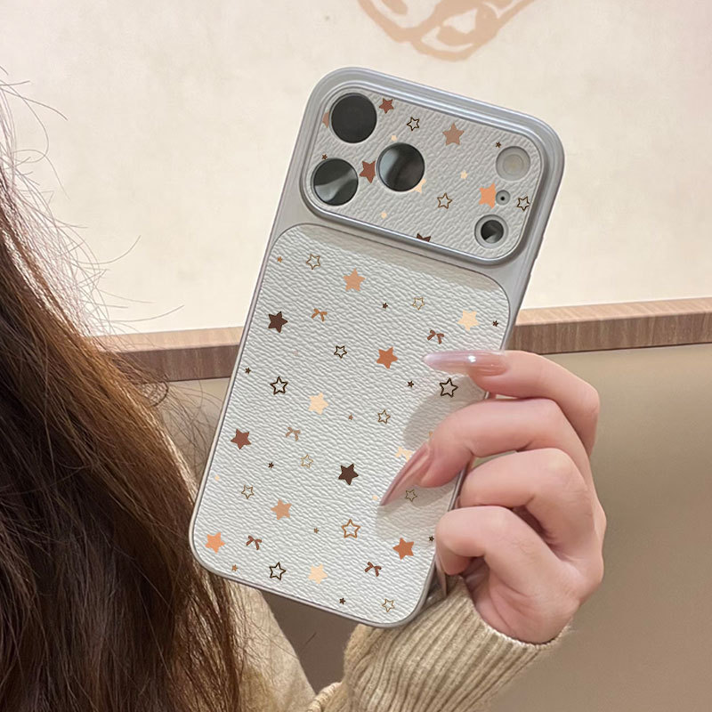 Ốp lưng iPhone họa tiết ngôi sao đầy màu sắc Da mềm cao cấp bảo vệ máy ảnh - iPhone11/12/13/14/15/16/17/Plus/Air/Pro/Max