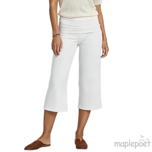 MAPLEPOET-Áo chân rộng gấp qua eo Quần crop top màu trơn sành điệu cho thường ngày