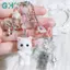 GHX Sáng Tạo Dễ Thương Floed Mèo Con Dâu Mặt Dây Chuyền Móc Khóa Động Vật Ngọt Ngào Móc Khóa Bapa Phụ Kiện Trang Trí Người Bạn Thân Nhất Quà Tặng VN