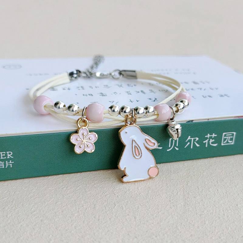 [J & U-T] Vòng tay thỏ hoạt hình đơn giản và dễ thương mới dành cho nữ Học sinh Trẻ em Những người bạn thân nhất Quà tặng Trang sức hoang dã