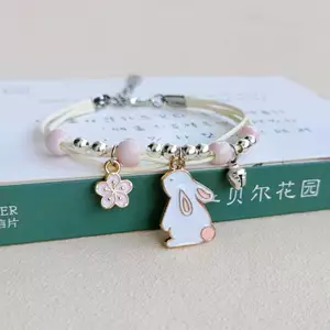 Vòng tay thỏ hoạt hình đơn giản và dễ thương mới dành cho nữ Học sinh Trẻ em Những người bạn thân nhất Quà tặng Trang sức hoang dã