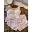 Phong Cách Hàn Quốc Pure Desire Heart Suspender Quần Short Hai Mảnh Bộ Đồ Ngủ Nữ Mùa Hè Áo Vest Màu Hồng Thoải Mái Homewear Có Miếng Lót Ngực