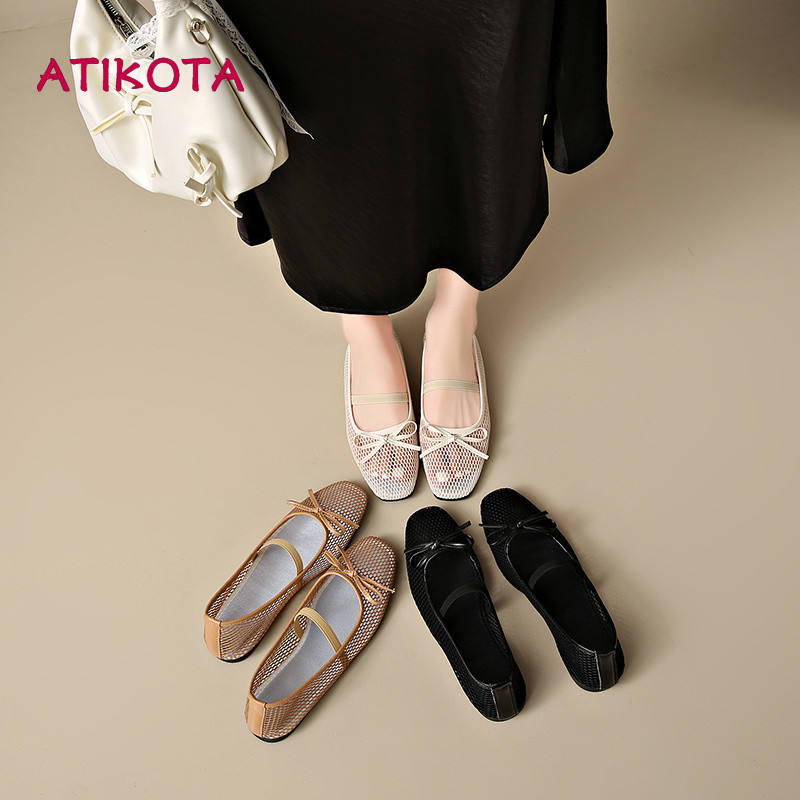 Atikota Nữ Mary Jane Lưới Đế Bằng Thoáng Khí Slip On Thoải Mái Nhẹ Đa Năng Giày Thường Ngày Cho Hàng Ngày