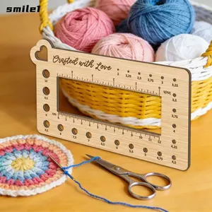 Thước đo móc SMILE, Thước đo đan bằng gỗ nhỏ gọn, Đồng hồ đo kim chính xác đa năng sáng tạo Thủ công DIY