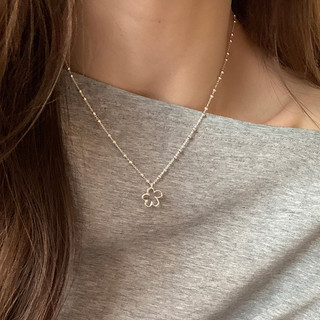 Vòng Cổ Bạc Rỗng Hoa Mặt Dây Chuyền Vòng Cổ Với Hạt Dây Chuyền Nữ Hàn Quốc Ngọt Ngào Phong Cách Cô Gái Đơn Giản Đa Năng Niche Vòng Cổ Xương Đòn Thời Trang