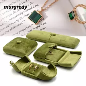 Hộp trưng bày trang sức MARGREDY, Hộp lưu trữ vòng cổ màu trơn nhung, Hộp đựng nhẫn hai cửa đa chức năng thời trang