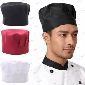 Mũ đầu bếp PYCOU, Mũ làm việc gấp trăm lần màu trắng, Mũ nấu nướng hình nấm phẳng Baker Nhà bếp