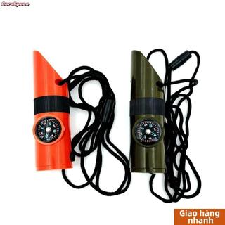 [Vận chuyển nhanh] Còi đa chức năng CORESSPACE, có đèn Led Còi khẩn cấp đa chức năng, Nhiệt kế 7 trong 1 Còi ngoài trời Dụng cụ ngoài trời