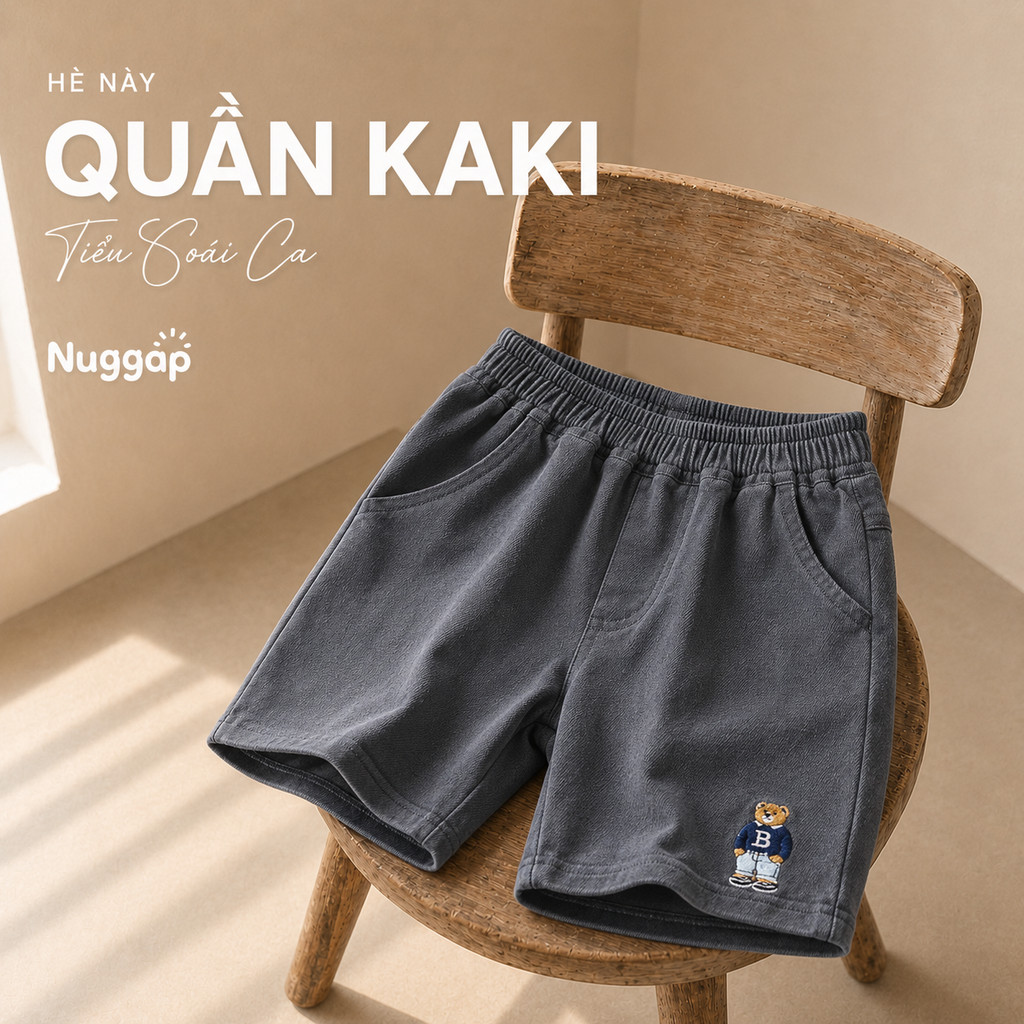 Quần Short Bé Trai Quần Kaki Bé Trai Lưng Thun Vải Kaki Mềm Mịn BRO Still Man