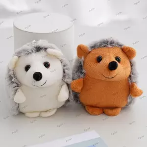 Móc khóa sang trọng PYCOU Hedgehog, Móc khóa kim loại sang trọng mềm mại Búp bê nhím sang trọng, Móc khóa động vật nhồi bông màu nâu dễ thương đáng yêu để trang trí ba lô