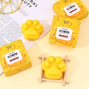 Phô Mai Dễ Thương Mèo Móng Vuốt Xà Phòng Kiểm Soát Dầu Loại Bỏ Mụn Đầu Đen Tắm Rửa Tay Tắm Tinh Dầu Loại Bỏ Mite Xà Phòng