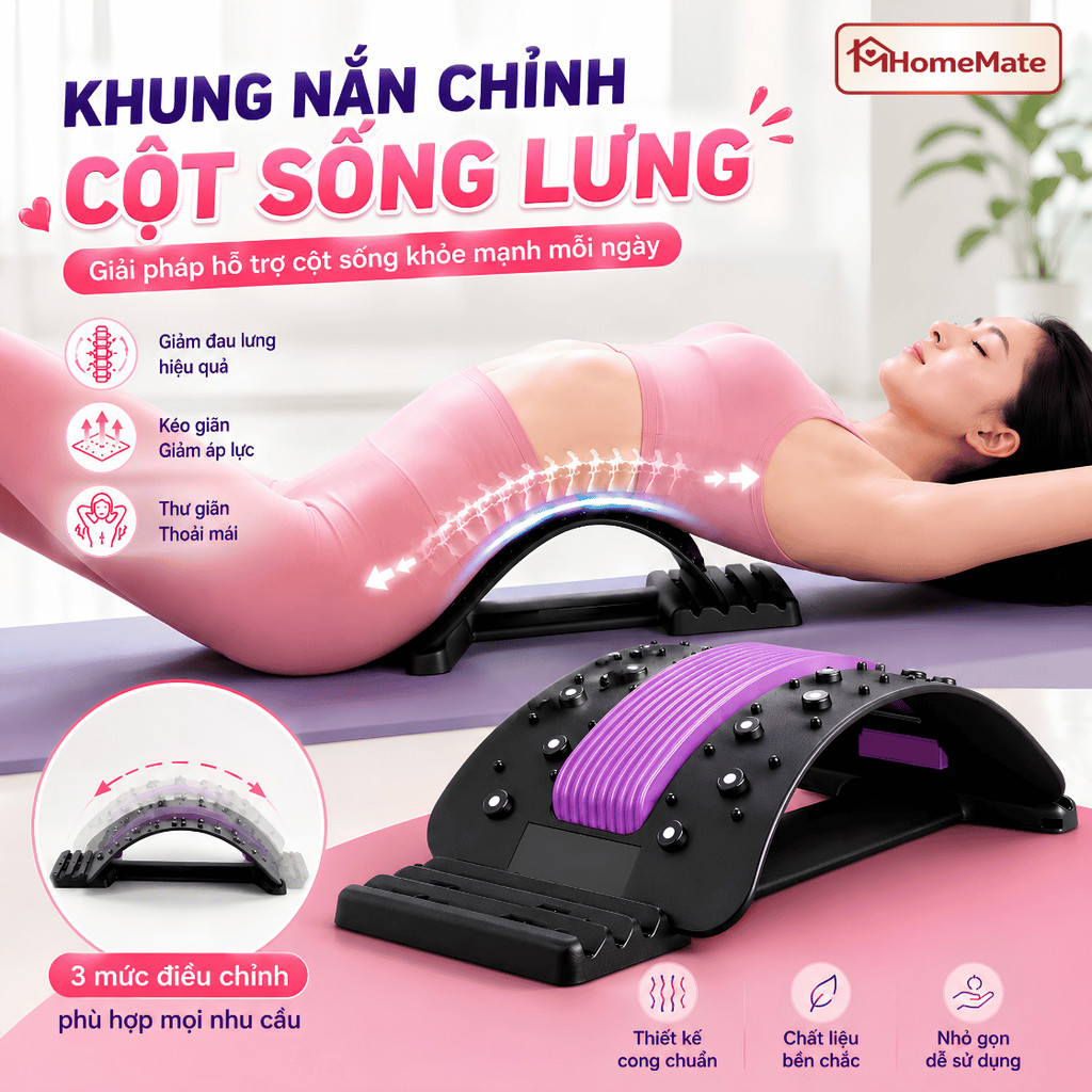 Khung Nắn Chỉnh Cột Sống Lưng 4 Cấp Độ Điều Chỉnh, Dụng Cụ Kéo Giãn Lưng Thư Giãn Vai Gáy Hỗ Trợ Cải Thiện Tư Thế