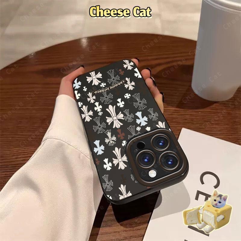 Ốp điện thoại hình chữ thập màu đen trắng hợp thời trang cho iPhone 13 14 15 Plus 11 12 16 17 Pro Max XR Xs Max 6 7 Plus