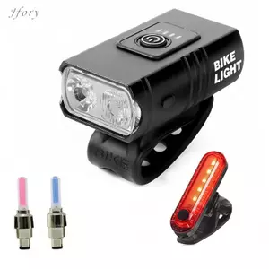 Bộ đèn LED xe đạp Jfory Hợp kim nhôm có thể sạc lại phía trước và phía sau Chống nước Dễ dàng gắn cho chuyến đi đường mòn ban đêm