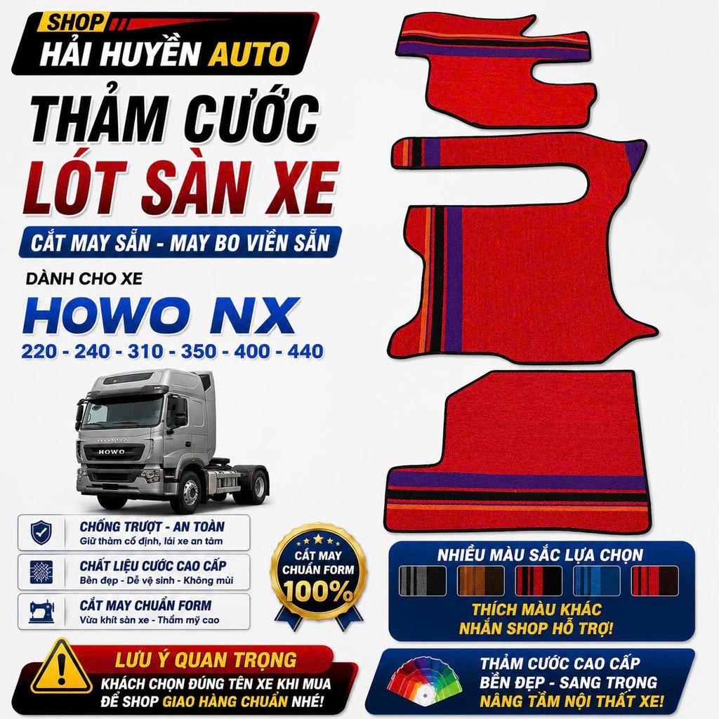 Bộ thảm lót sàn cước cho xe đầu kéo Howo NX220 NX240 NX310 NX350 NX400 NX440 cắt sẵn và may bo viền chống nước