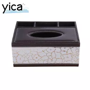 Hộp đựng khăn giấy YICA, Hộp đựng máy tính để bàn bằng da PU đa năng, bền có nắp điều khiển từ xa Hộp đựng đồ phòng khách