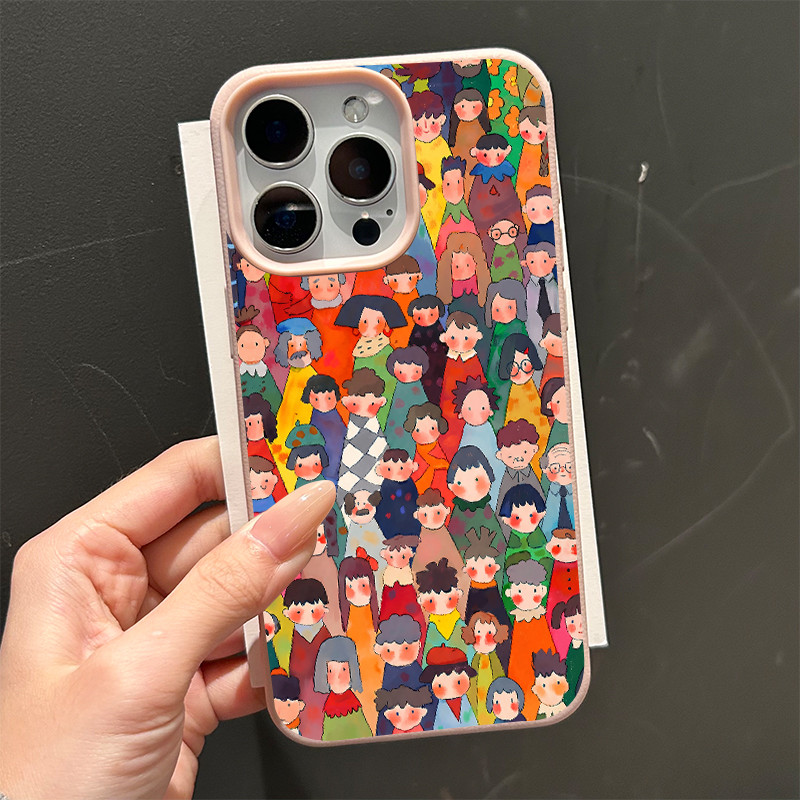 Ốp lưng cho iPhone 17 16 Pro Max 15 14 13 12 11 Đám đông khuôn mặt dễ thương