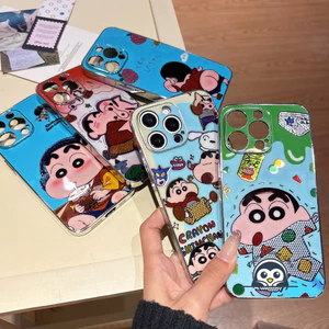 Ốp Điện Thoại Hoạt Hình Kim Cương Cho Redmi K90 K80 K70 K60 Ultra K50 Pro 5G 4G Sang Trọng Bao Bling Dễ Thương Sáng Hoạt Hình Crayon Shin-chan‌ Vỏ PC cứng
