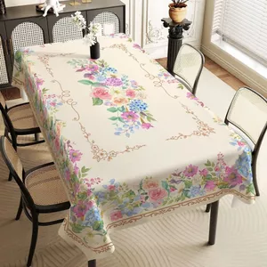 XYLBY14 Retro Hoa In Khăn Trải Bàn Pháp Thảm Bàn Cà Phê Khăn Trải Bàn Ánh Sáng Sang Trọng Bao Vải Phòng Ngủ Bàn Trang Trí Vải Bao Da Vải