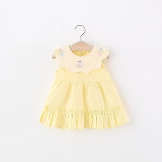 Váy bé gái cổ thêu 9th-4 tuổi phong cách Hàn vải kate (thô cotton) mát mẻ mùa hè D1274 Bí Ngô Nhỏ