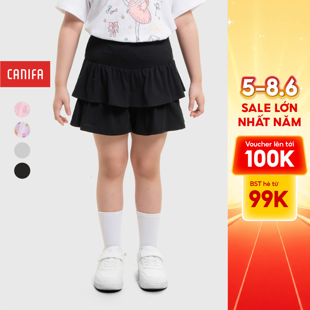 Quần váy bé gái CANIFA chất cotton USA thiết kế tầng bèo chuẩn mềm mịn OEKO-TEX 1BS26S008