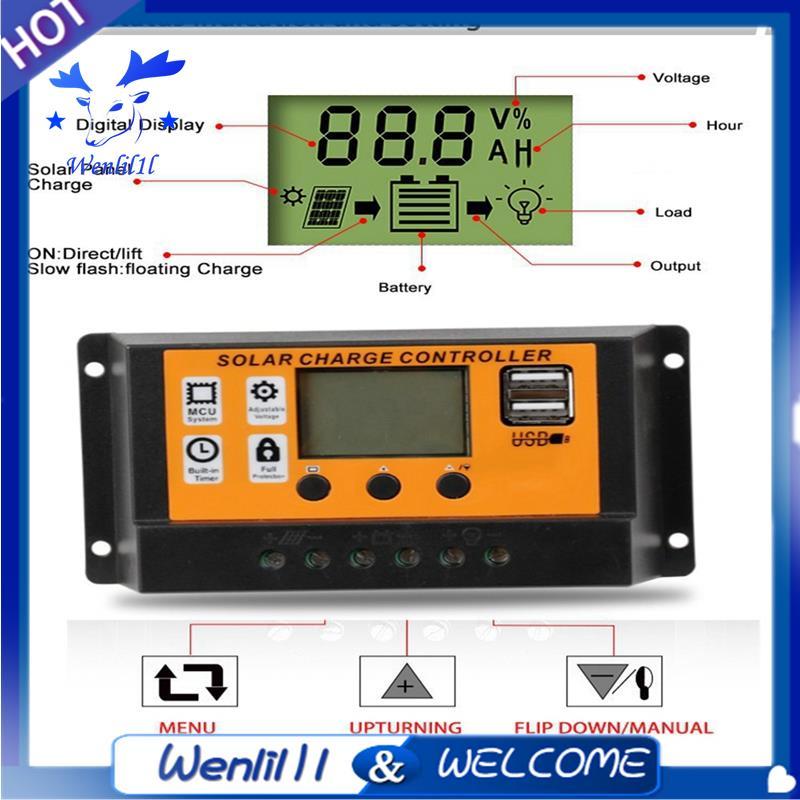 Bộ điều khiển sạc năng lượng mặt trời 100A với cổng LCD & USB có thể điều chỉnh cho hệ thống 12V / 24V