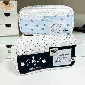 Túi đựng bút NKSFX, Bút chì dung lượng lớn chấm bi, Túi đựng văn phòng phẩm nhiều lớp cầm tay Kawaii Quà tặng học sinh