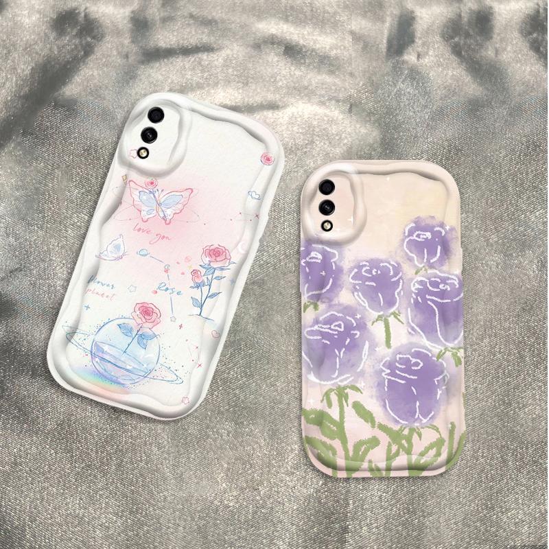 Thích Hợp Cho Samsung A02 M02 A10 A10S M10 Điện Thoại Thông Minh 3D TPU Mềm Hoa Tím Hoa Hồng Tulip Ins Phong Cách Chống Sốc Ốp Điện Thoại