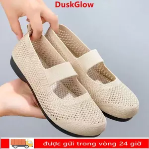 Giày đế bệt nữ DUSKGLOW, Giày lười có thể gập lại Giày đơn mũi vuông, Giày đế mềm thoáng khí mùa hè cho nữ