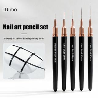 Bộ 5 cọ vẽ móng tay LUImo nhiều kích thước 4/8/12/20/25mm cho nail art, vẽ nét mảnh, thiết kế móng chi tiết