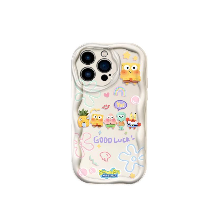 Thích Hợp Cho iPhone 17 16 15 14 13 12 11 Pro Max Plus 17 AIR 3D Wave Mềm TPU SpongeBob SquarePants Vỏ Điện Thoại Chống Sốc